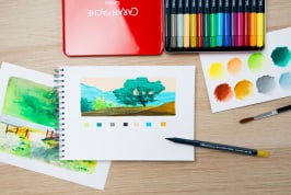 Drawing a Spring landscape with Fibralo™ Brush felt tip pens tutorial