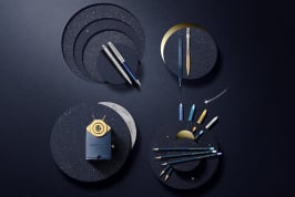Cosmic Blue: a sparkling collection of writing and drawing instruments