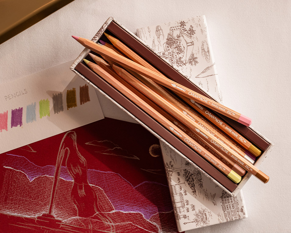 Set 10 Crayons de Couleur Toile de Jouy
