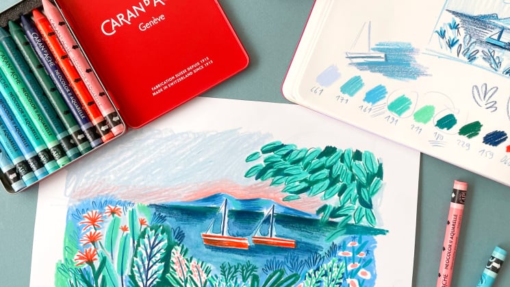 Caran D'Ache NEOCOLOR II - Set Di 40 Pastelli A Cera Acquerellabili, Ideali Per Artisti, Scrapbooking E Tecniche Miste