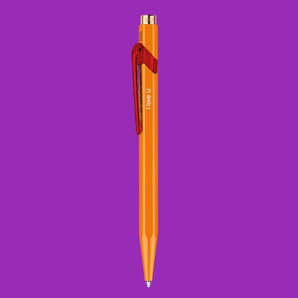 849 ballpoint pen caran d'ache + me customized orange and red