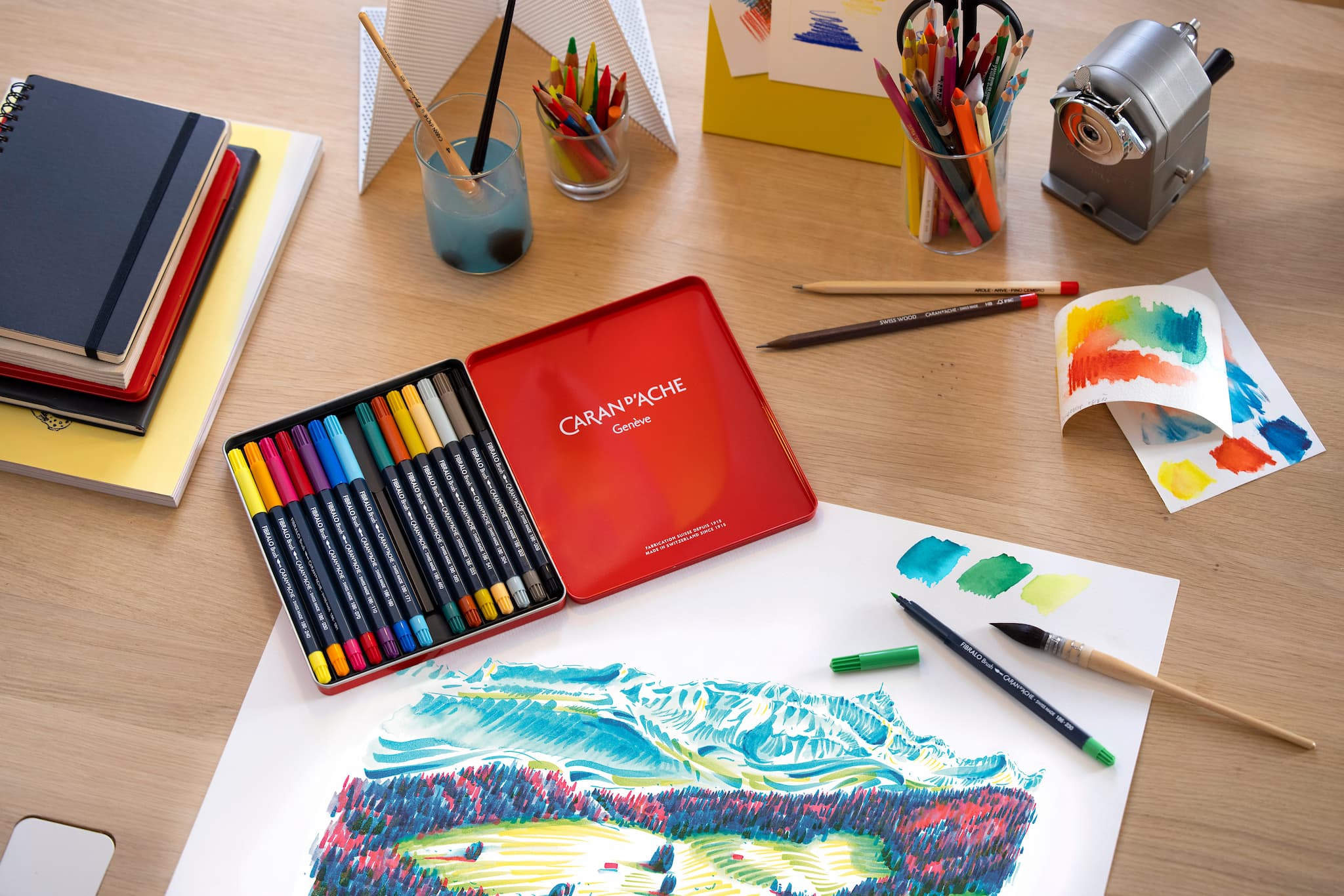 box of fibralo brush and shades of colours