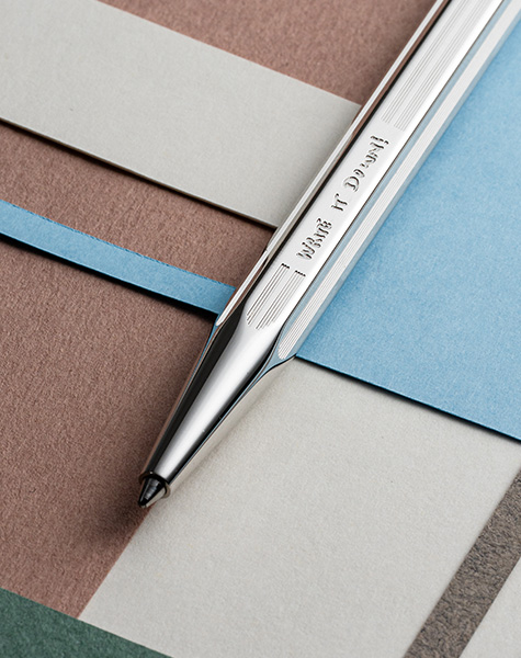 Set Ballpoint Pen Ecridor™ Paul Smith Grey Silver & Black Leather Case