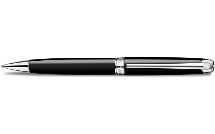 CARAN d'ACHE ボールペン 黒/シルバー Silver-Plated, Rhodium-Coated LÉMAN™ EBONY BLACK Ballpoint Pen
