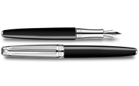 Stylo Plume LÉMAN BICOLOR Noir Argenté Rhodié