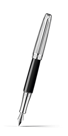 Penna Stilografica LÉMAN™ BICOLOR Nera Placcata Argento Rodiato