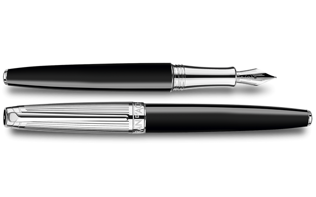 Stylo Plume LÉMAN BICOLOR Noir Argenté Rhodié