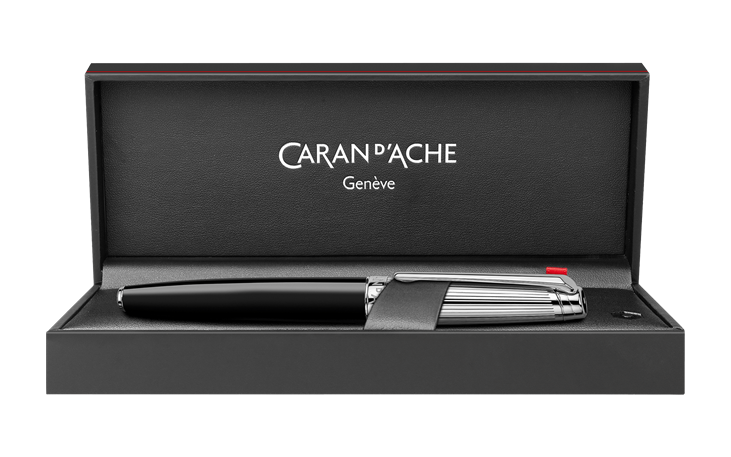 caran d'ache レマン ブラック 旧形 万年筆 M レマン バイカラー ブラック シルバープレート＆ロジウムコート 万年筆