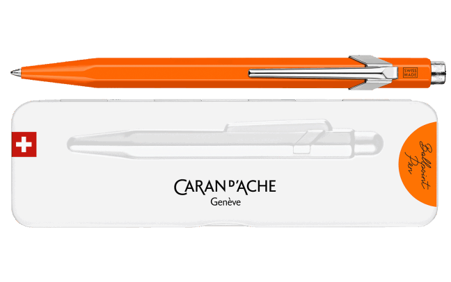 849 POPLINE Fluorescent Orange Ballpoint Pen, with Holder