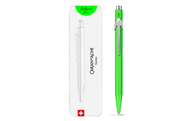 849™ ポップライン 蛍光グリーン ボールペン、ケース付き 鮮やかな色彩