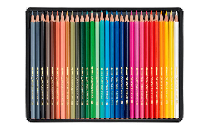 caran d'ache 油性 色鉛筆 30色 ファンカラー - 色鉛筆 30色セット 新進アーティストのためのカラー