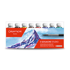 Boîte 8 Tubes de Peinture GOUACHE STUDIO 10 ml