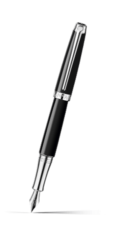 Silver-Plated, Rhodium-Coated LÉMAN EBONY BLACK Fountain Pen