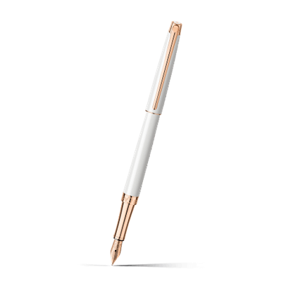 レマン スリム万年筆 ホワイト ローズゴールド M | Caran d'Ache JP