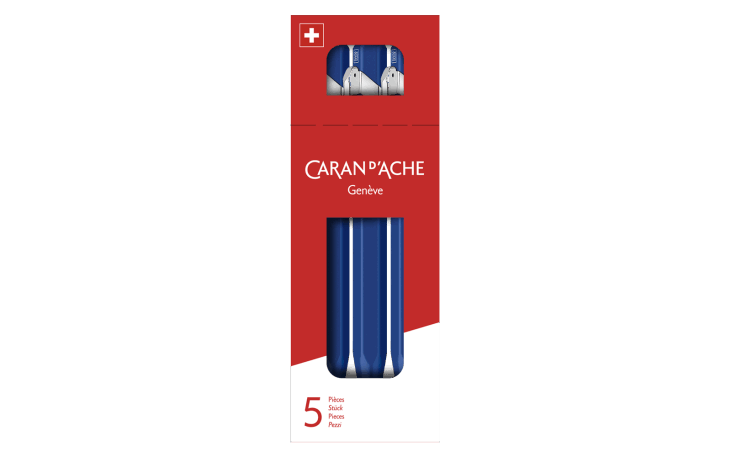 Caran D'Ache Cartuccia D'Inchiostro Per Penna Roller 849 - Blu Fine (0,5 Mm) - Fatta In Svizzera