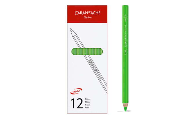 マキシペンシル 蛍光グリーン 12本入りボックス | Caran d'Ache JP