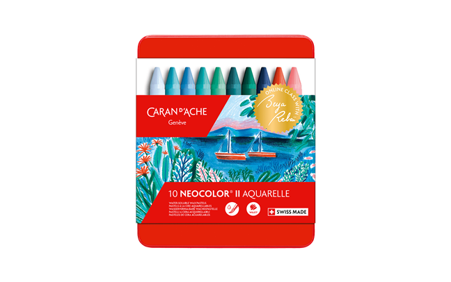 Box of 10 Neocolor® II Aquarelle in Cold shades- Limited Edition by Beya Rebaï + Online course