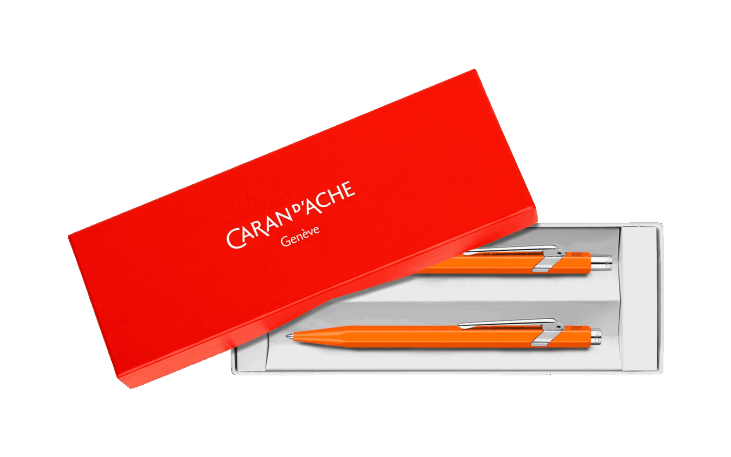Set 849™ FLUO Orange Ballpoint Pen + Mechanical Pencil | Caran d