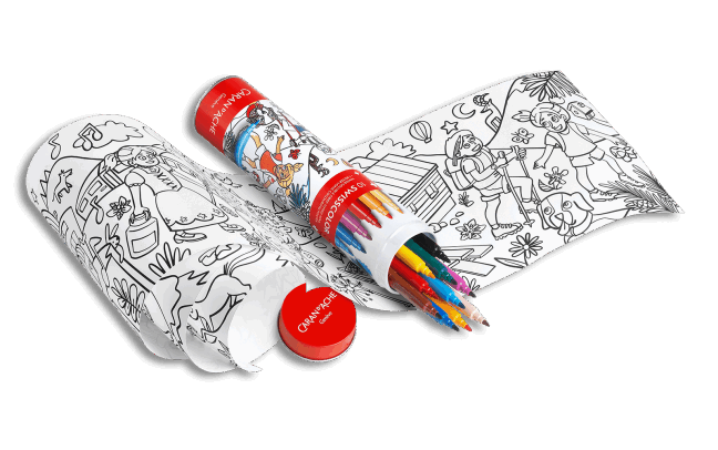 スイスカラー フエルトペン10 色+塗り絵 チューブ缶