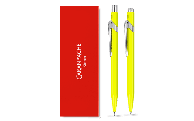 849 蛍光イエロー ボールペン（青芯）＋メカニカルペンシル0.7mmセット