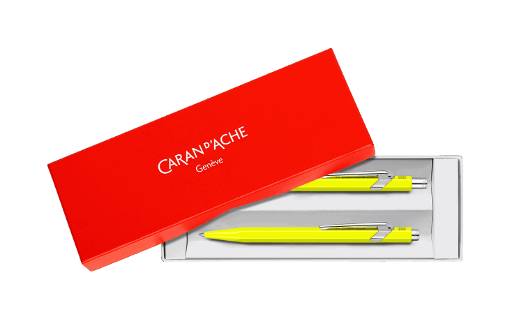 849 蛍光イエロー ボールペン（青芯）＋メカニカルペンシル0.7mmセット