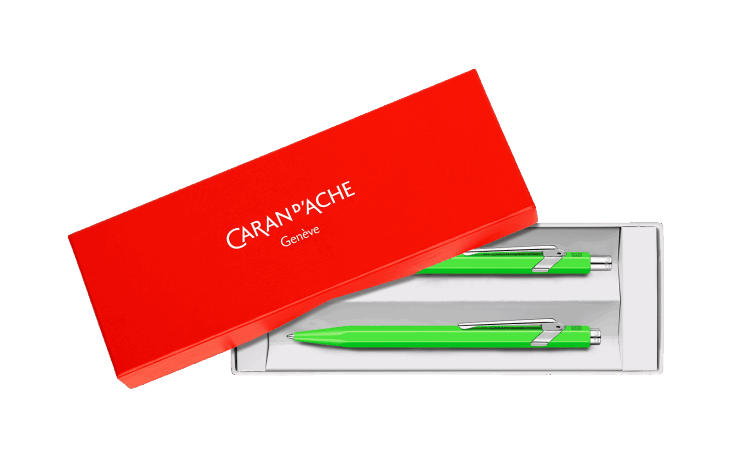 Set 849™ FLUO Green Ballpoint Pen + Mechanical Pencil | Caran d