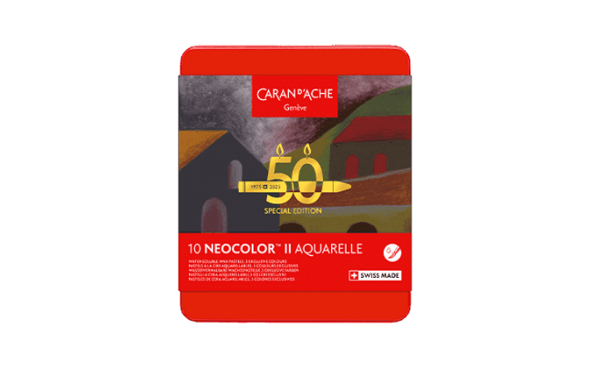 Box of 10 NEOCOLOR™ II Aquarelle Pastels 50 Years Dark – Special Edition