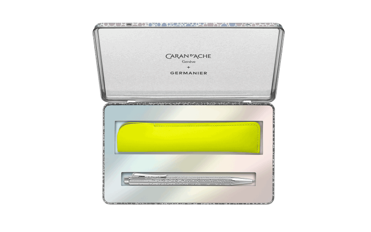 Set ECRIDOR™ GERMANIER Platinum Ballpoint Pen & Leather Case