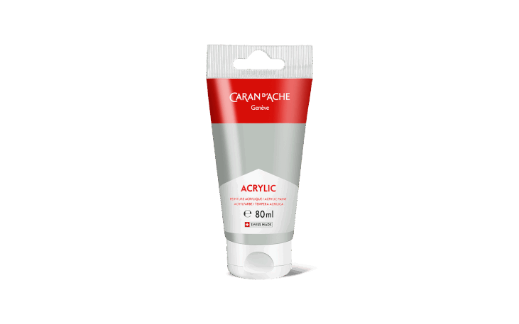 アクリリック 水性アクリル絵具 ライトグレー - 80ml チューブ | Caran