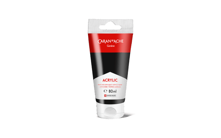 アクリリック 水性アクリル絵具 ブラック - 80ml チューブ | Caran d