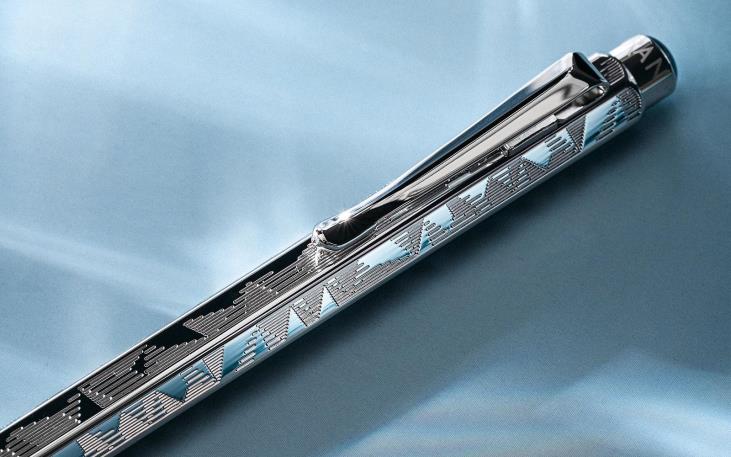 Set Ballpoint Pen Ecridor™ Alpine Frost & Polar Blue Leather Case