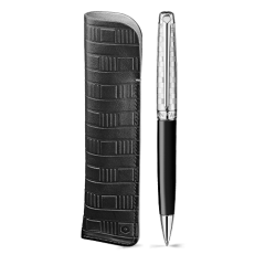 Set Ballpoint Pen Léman™ Damier & Black Leather Case