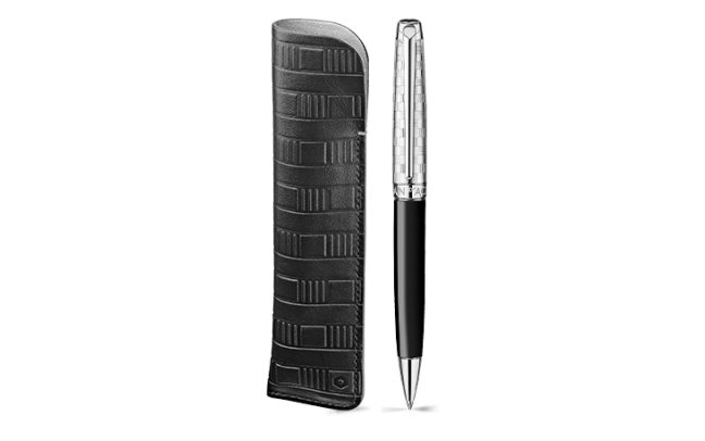 Set Stylo Bille Léman™ Damier & Étui Noir en Cuir