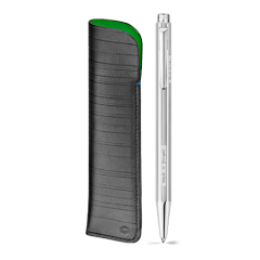 Set Kugelschreiber Ecridor™ Paul Smith Silbergrau & Etui aus Leder Schwarz