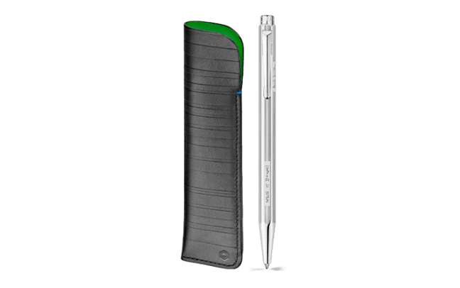 Set Stylo Bille Ecridor™ Paul Smith Gris Argenté & Étui en Cuir Noir