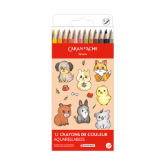 Kawaii-Set 12 Farbstifte Swisscolor Aquarell Cute Animals