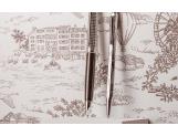 Set Stylo Bille Léman™ Toile de Jouy & Étui en Cuir Bordeaux