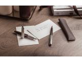 Set Stylo Bille Léman™ Toile de Jouy & Étui en Cuir Bordeaux