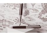 Set Stylo Plume Léman™ Toile de Jouy & Étui en Cuir Bordeaux