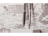 Set Stylo Bille Ecridor™ Toile de Jouy & Étui en Cuir Bordeaux