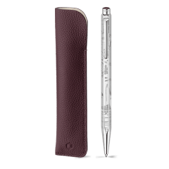 Set Ballpoint Pen Ecridor™ Toile de Jouy & Burgundy Leather Case