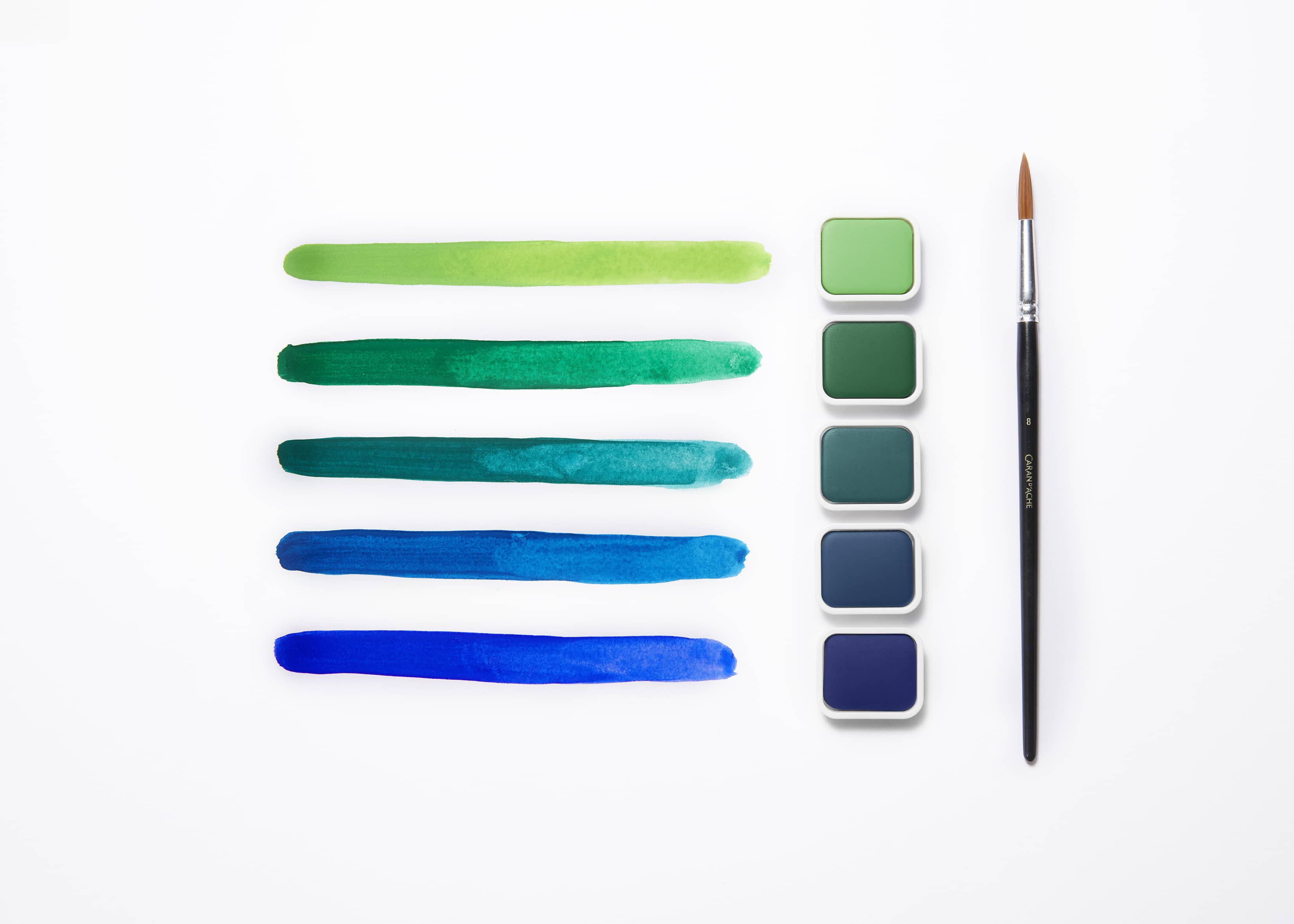 Lifestyle textured picture of gouache with green and blue tones